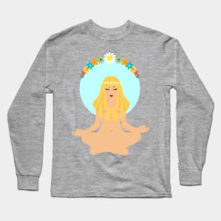 Boho Hippie Girl Meditating Long Sleeve T-Shirt